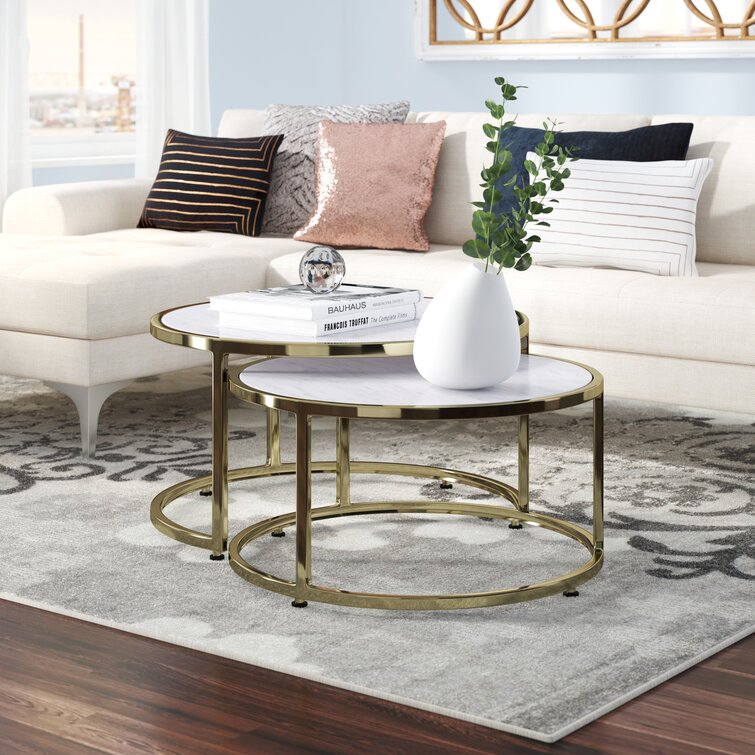 White and gold nesting coffee online table